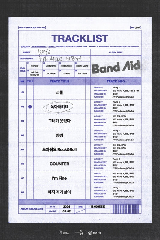 DAY6's new album 'Band Aid' track list revealed