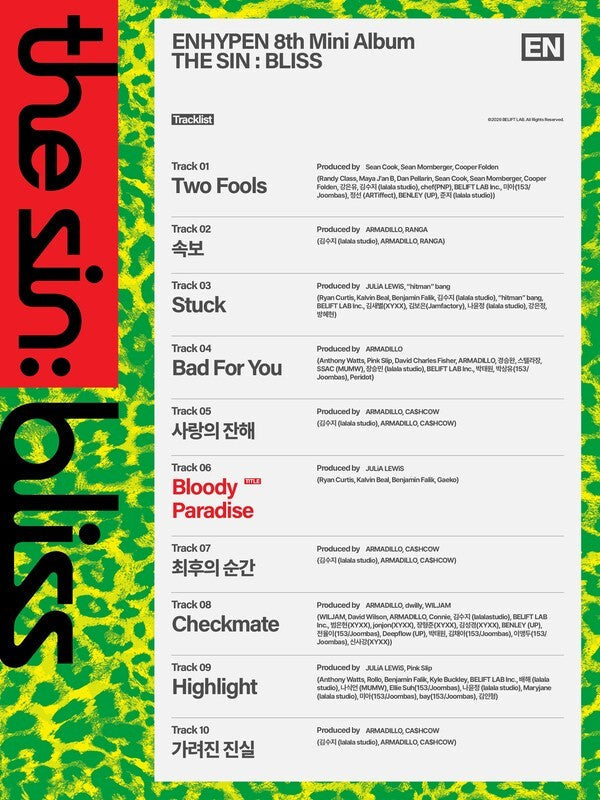 ENHYPEN Reveals Tracklist for 8th Mini Album