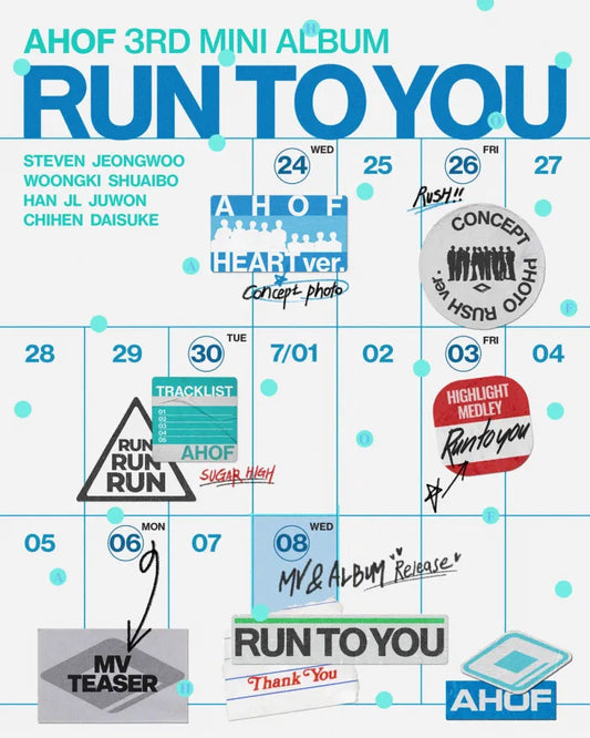 AHOF Releases Scheduler for 3rd Mini Album 'RUN TO YOU'