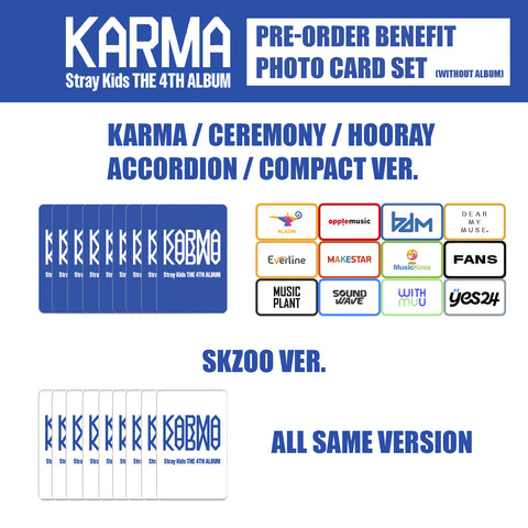 [POB] STRAY KIDS - 4TH FULL ALBUM KARMA ALL SITE POB PHOTOCARD SET