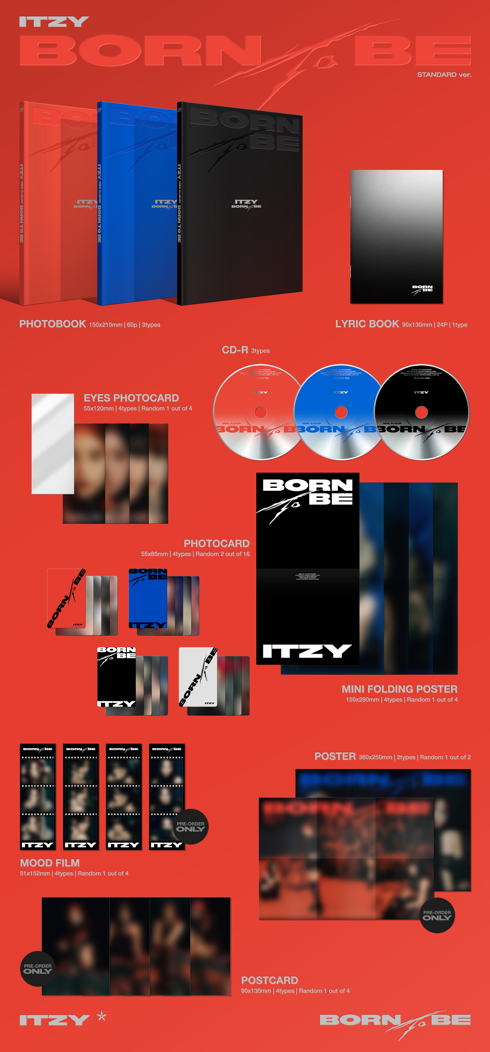 ITZY [BORN TO BE] 2nd Album LIMITED Ver CD+2 Book+2 Card+Portrait+